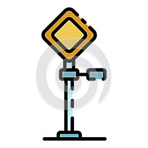 Railway sign icon color outline vector