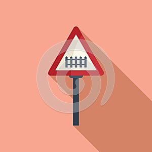 Railway sign icon flat vector. Closed stop