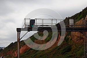 Railway signalling on the Great Western mainline at Dawlish in Devon