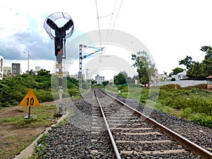 Railway signals and tracks along the Indian Railway