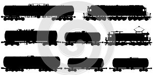 Railway silhouettes set