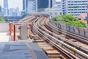 Railway at sky train in Bangkok Thailand