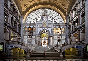 Railway station in Antwerpen Belgium.