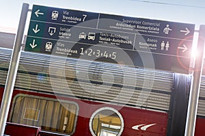 Railway station. Bilingual spanish-vasque signpost