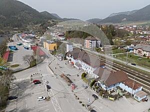 Railway station in the city of Ruzomberok in Slovakia