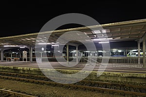 Railway station in the city of Zagan in Poland.