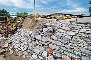 Railway station damaged by flood in Volos, Greece