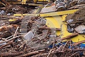 Railway station damaged by flood in Volos, Greece