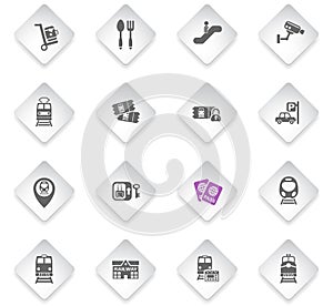 railway station icon set