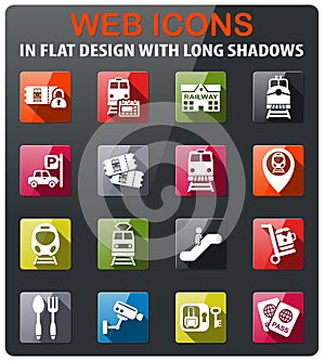 railway station icon set