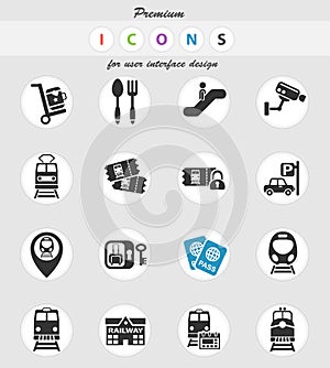 Railway station icon set