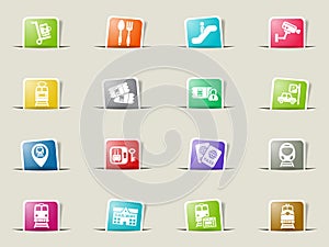 railway station icon set