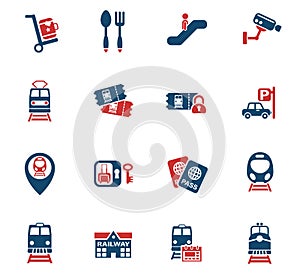 railway station icon set