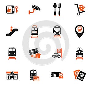 railway station icon set