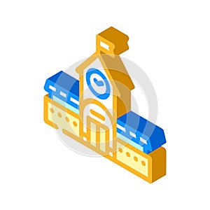 railway station isometric icon vector illustration