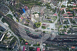 Railway Station with lots of Lines and Freight Trains