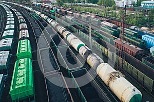 Railway Station with lots of Lines and Freight Trains