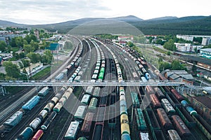 Railway Station with lots of Lines and Freight Trains