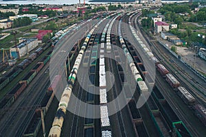 Railway Station with lots of Lines and Freight Trains