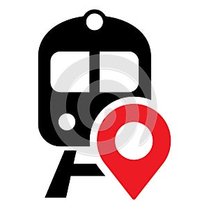 Railway station Map Pointer icon. map pointer with train Vector illustration