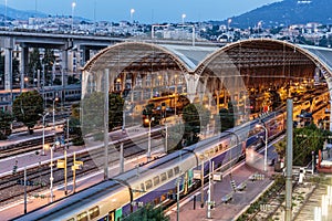Railway Station In Nice at night,