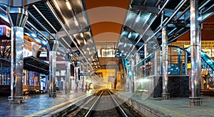 Railway station at night