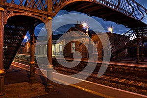 Railway Station and Old bridge at night