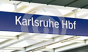 Railway station sign, Karlsruhe Germany