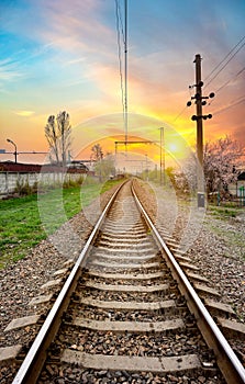 Railway station at sunrise