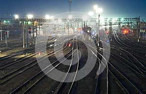 Railway station tracks perspective