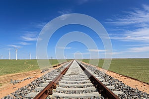 Railway on the steppe photo