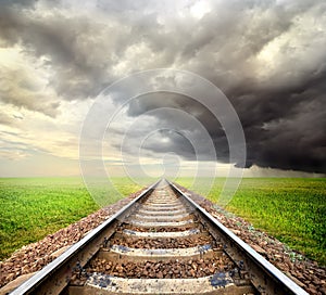 Railway and storm clouds