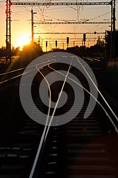 Railway in sunset