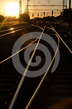 Railway in sunset