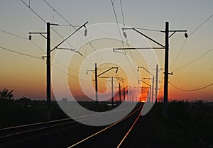 Railway. Sunset.