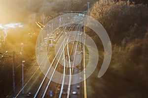 Railway in sunset