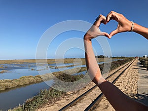 The railway to Barril beach, Portugal photo