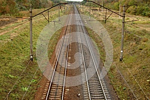 Railway track autumn background