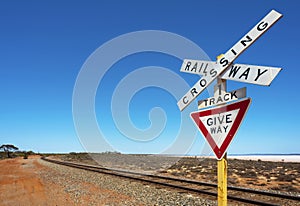 Railway Track And Crossing Sign