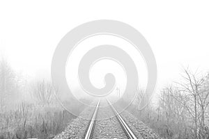 Railway track disappear in fog