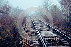 Railway track disappear in fog