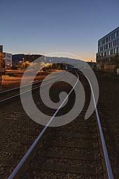 Railway track in Downtown Portland, Oregon