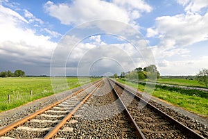 Railway track in Dutch countryside