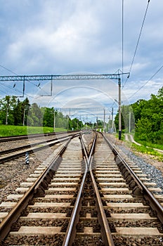 Railway track junction of two roads