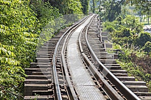 Railway track in Kanchanaburi province, Thailand