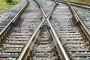 Railway track lines before the rail station