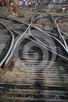 The railway track merging, Set of Points on Railway Train Track