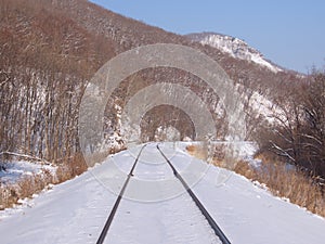 Railway track at a mountain slope