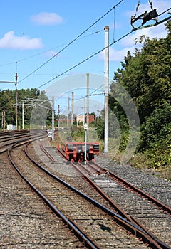 Railway track, overhead wires, junction, buffers photo