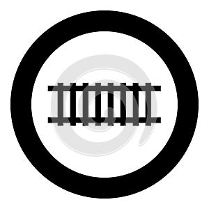 Railway track railroad path rail train subway metro tram transportation concept icon in circle round black color vector